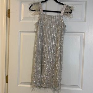 Silver Sequin Kids Formal Dress